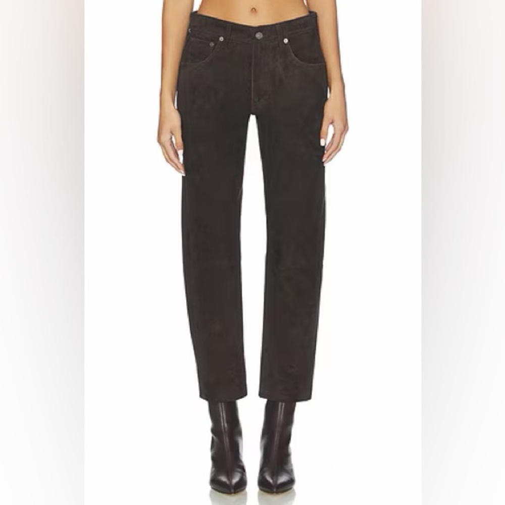 Re/Done Double Needle Crop Jeans, Size 25, Black, High Rise
